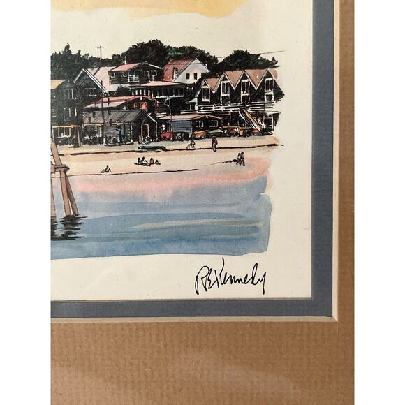 View OF PROVINCETOWN BY ROBERT KENNEDY WATER COLOR ART PRINT 13”X11 FRAMED - Picture 3 of 6